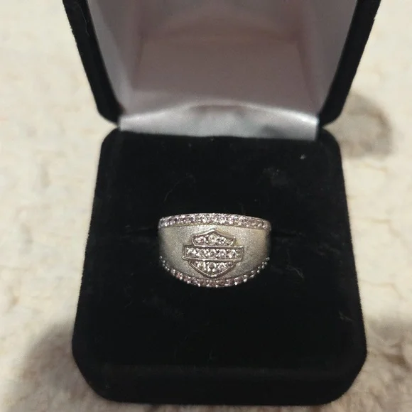 Harley Davidson Silver Ring with Diamond Accents - Picture 2 of 3